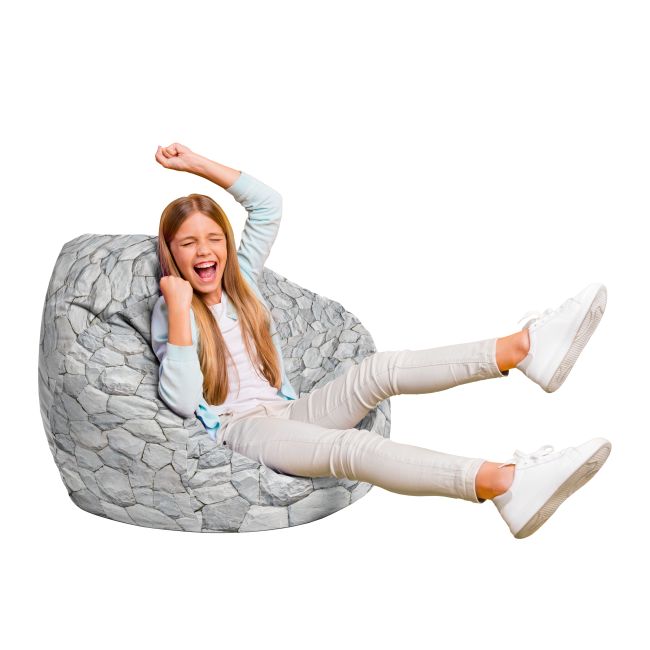 Fotoliu Units Puf Bean Bag tip para L, impermeabil, indoor/outdoor, sac interior, cu maner, 80 x 80 x 60 cm, pietre albe BEANUNB-PR-L-EXT-020