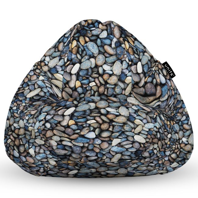 Fotoliu Units Puf Bean Bag tip para L, impermeabil, indoor/outdoor, sac interior, cu maner, 80 x 80 x 60 cm, pietricele BEANUNB-PR-L-EXT-018