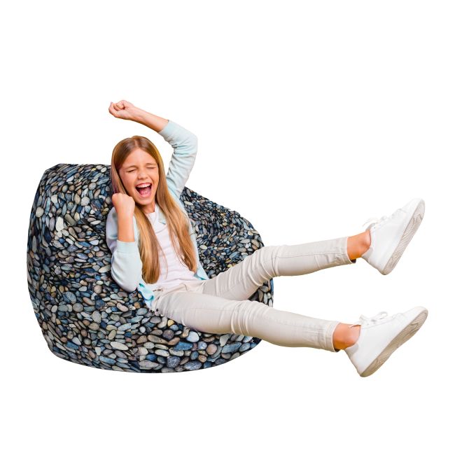 Fotoliu Units Puf Bean Bag tip para L, impermeabil, indoor/outdoor, sac interior, cu maner, 80 x 80 x 60 cm, pietricele BEANUNB-PR-L-EXT-018