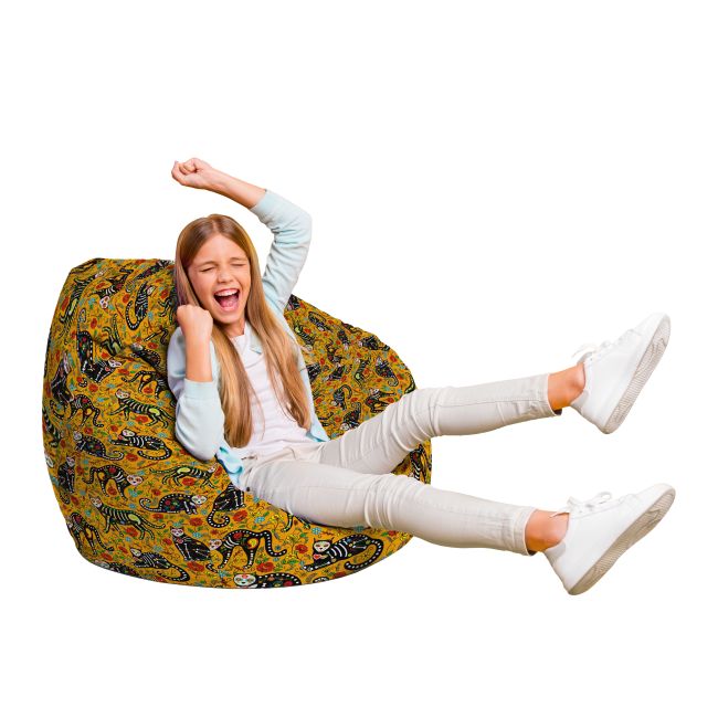 Fotoliu Units Puf Bean Bag tip para L, impermeabil, indoor/outdoor, sac interior, cu maner, 80 x 80 x 60 cm, pisici dia de los muertos BEANUNB-PR-L-EXT-081