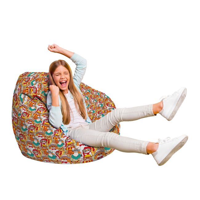 Fotoliu Units Puf Bean Bag tip para L, impermeabil, indoor/outdoor, sac interior, cu maner, 80 x 80 x 60 cm, pisici hipster BEANUNB-PR-L-EXT-083