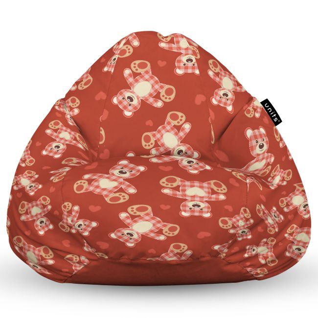 Fotoliu Units Puf Bean Bag tip para L, impermeabil, indoor/outdoor, sac interior, cu maner, 80 x 80 x 60 cm, teddy bear caramiziu BEANUNB-PR-L-EXT-143