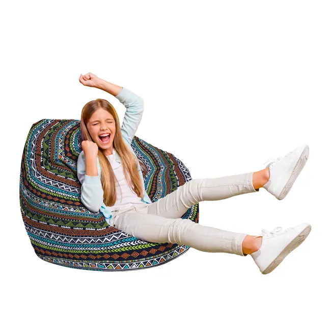 Fotoliu Units Puf Bean Bag tip para L, impermeabil, indoor/outdoor, sac interior, cu maner, 80 x 80 x 60 cm, tribal aztec BEANUNB-PR-L-EXT-066