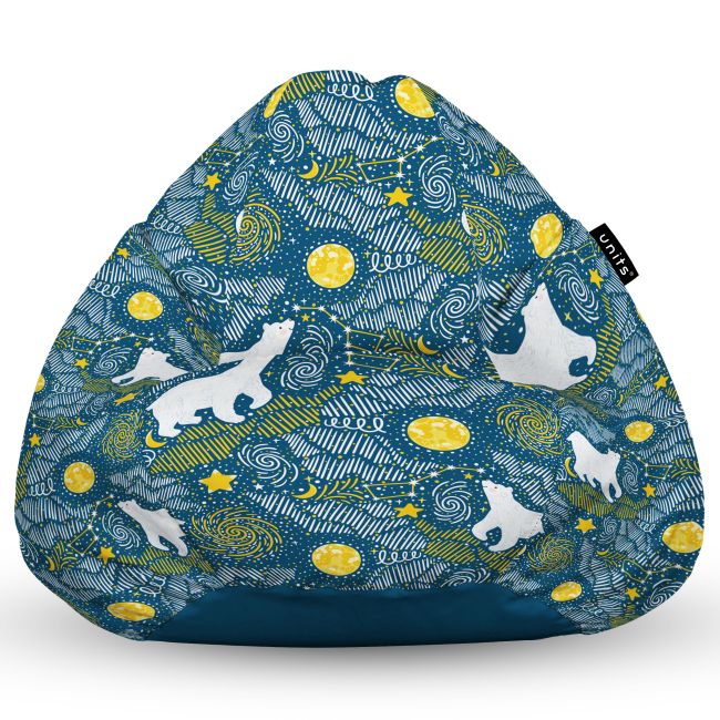 Fotoliu Units Puf Bean Bag tip para L, impermeabil, indoor/outdoor, sac interior, cu maner, 80 x 80 x 60 cm, ursi polari BEANUNB-PR-L-EXT-139