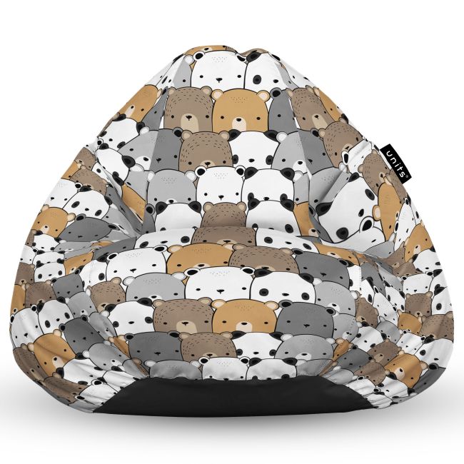 Fotoliu Units Puf Bean Bag tip para L, impermeabil, indoor/outdoor, sac interior, cu maner, 80 x 80 x 60 cm, ursuleti maro BEANUNB-PR-L-EXT-135
