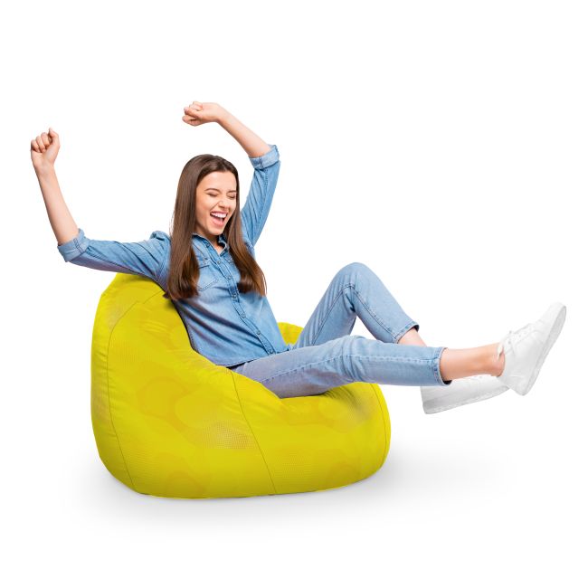 Fotoliu Units Puf Bean Bag tip para XL, impermeabil, indoor/outdoor, sac interior, cu maner, 90 x 85 x 65 cm, abstract galben BEANUNB-PR-XL-EXT-021