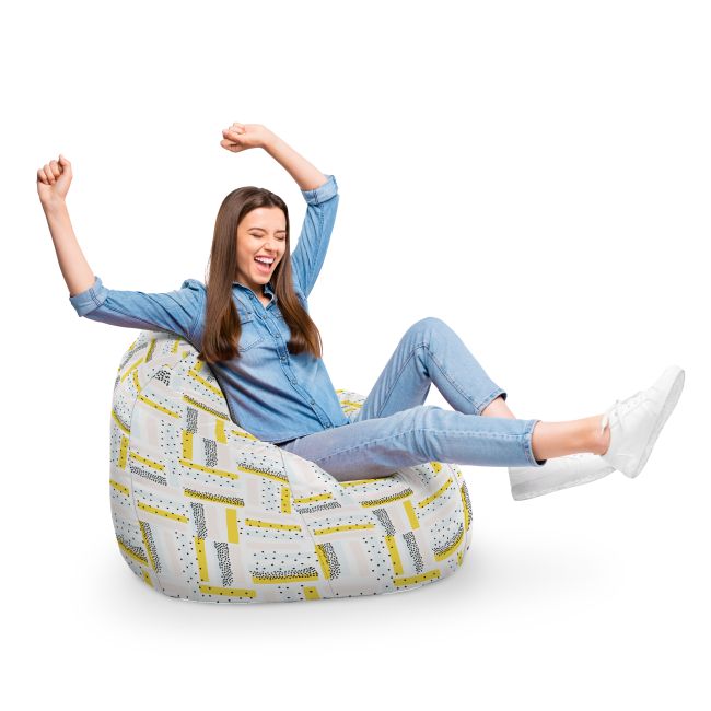 Fotoliu Units Puf Bean Bag tip para XL, impermeabil, indoor/outdoor, sac interior, cu maner, 90 x 85 x 65 cm, buline negre BEANUNB-PR-XL-EXT-046