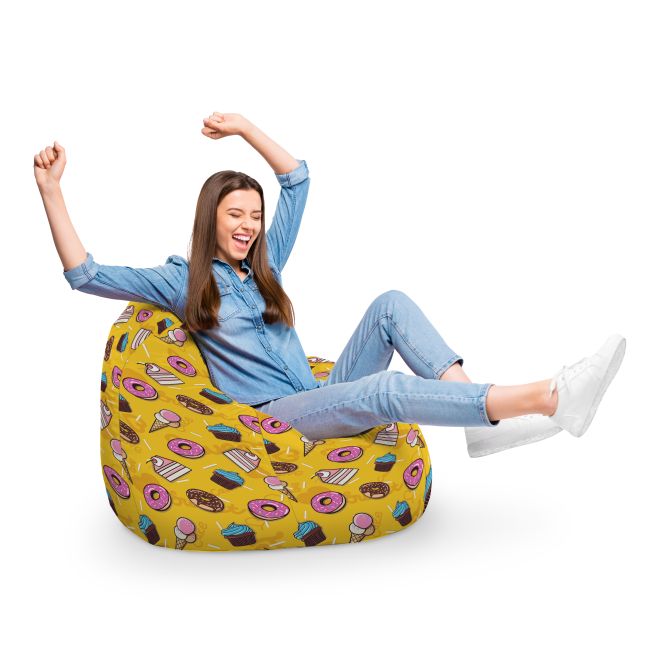 Fotoliu Units Puf Bean Bag tip para XL, impermeabil, indoor/outdoor, sac interior, cu maner, 90 x 85 x 65 cm, cake and ice-cream BEANUNB-PR-XL-EXT-064