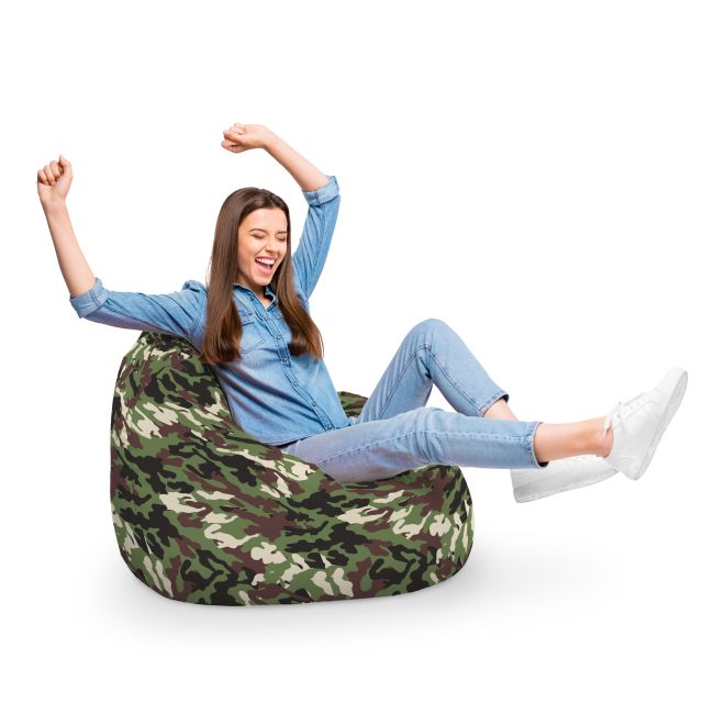 Fotoliu Units Puf Bean Bag tip para XL, impermeabil, indoor/outdoor, sac interior, cu maner, 90 x 85 x 65 cm, camuflaj armata BEANUNB-PR-XL-EXT-043