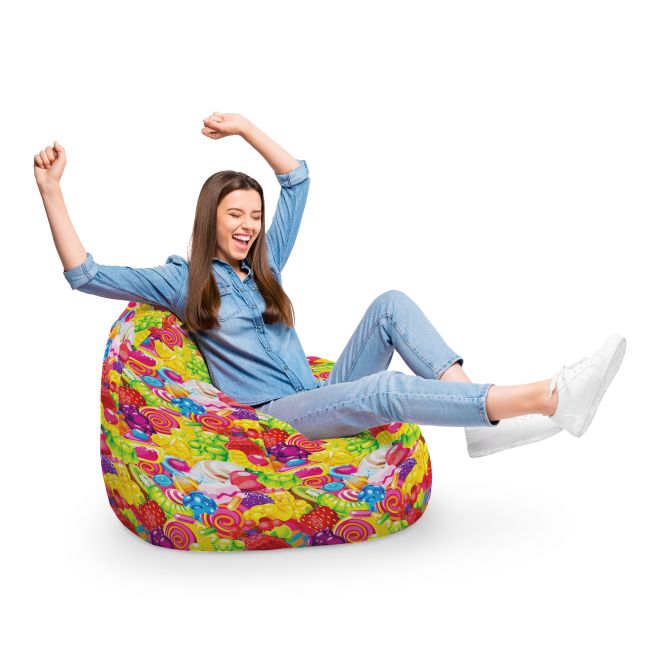 Fotoliu Units Puf Bean Bag tip para XL, impermeabil, indoor/outdoor, sac interior, cu maner, 90 x 85 x 65 cm, fruits candy BEANUNB-PR-XL-EXT-059