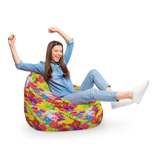 Fotoliu Units Puf Bean Bag tip para XL, impermeabil, indoor/outdoor, sac interior, cu maner, 90 x 85 x 65 cm, fruits candy BEANUNB-PR-XL-EXT-059