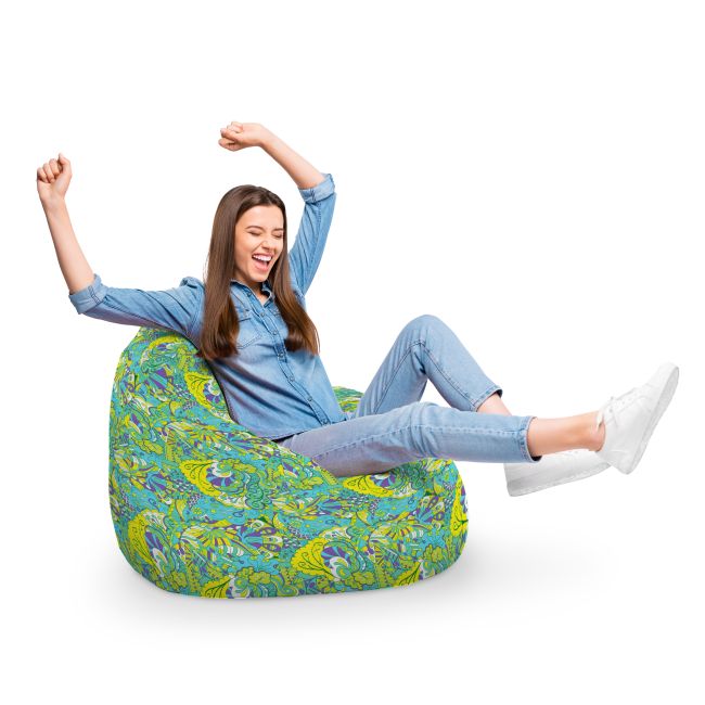 Fotoliu Units Puf Bean Bag tip para XL, impermeabil, indoor/outdoor, sac interior, cu maner, 90 x 85 x 65 cm, hippie turcoaz BEANUNB-PR-XL-EXT-065