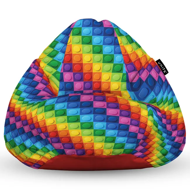 Fotoliu Units Puf Bean Bag tip para XL, impermeabil, indoor/outdoor, sac interior, cu maner, 90 x 85 x 65 cm, lego abstract BEANUNB-PR-XL-EXT-071