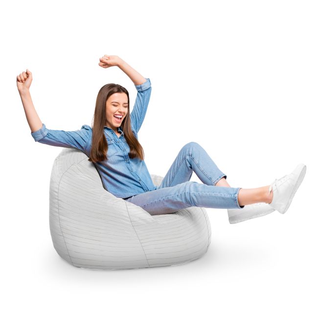 Fotoliu Units Puf Bean Bag tip para XL, impermeabil, indoor/outdoor, sac interior, cu maner, 90 x 85 x 65 cm, lemn alb BEANUNB-PR-XL-EXT-003