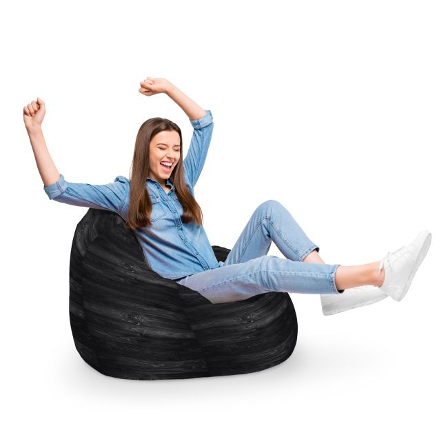 Fotoliu Units Puf Bean Bag tip para XL, impermeabil, indoor/outdoor, sac interior, cu maner, 90 x 85 x 65 cm, lemn negru BEANUNB-PR-XL-EXT-004