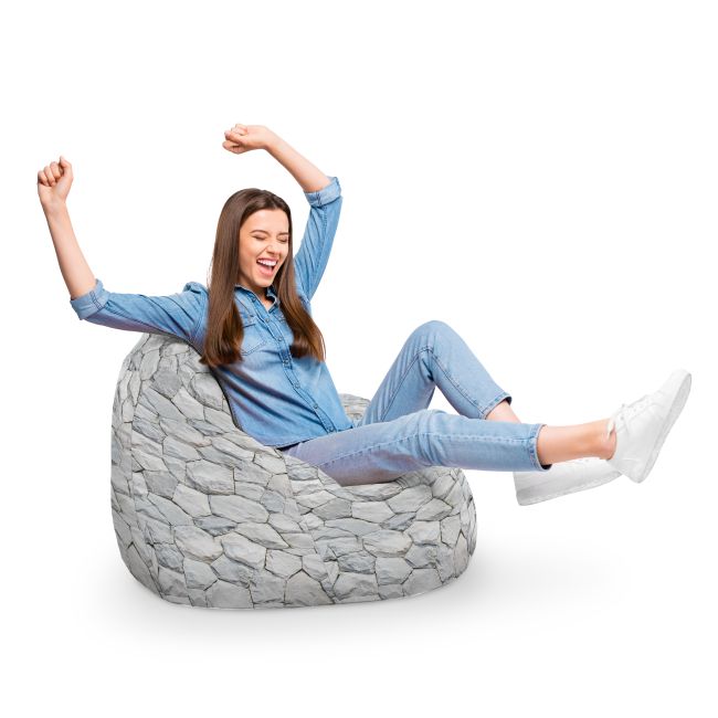 Fotoliu Units Puf Bean Bag tip para XL, impermeabil, indoor/outdoor, sac interior, cu maner, 90 x 85 x 65 cm, pietre albe BEANUNB-PR-XL-EXT-020
