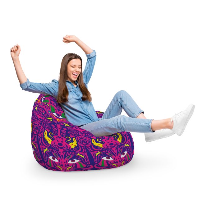 Fotoliu Units Puf Bean Bag tip para XL, impermeabil, indoor/outdoor, sac interior, cu maner, 90 x 85 x 65 cm, psihedelic BEANUNB-PR-XL-EXT-042