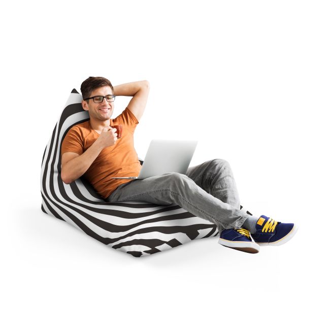 Fotoliu Units Puf Bean Bag tip Lounge, impermeabil, indoor/outdoor, sac interior, cu maner, 155 x 83 x 65 cm, abstract zebra BEANUNB-LGA-L-EXT-032
