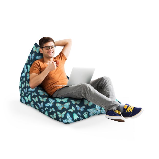 Fotoliu Units Puf Bean Bag tip Lounge, impermeabil, indoor/outdoor, sac interior, cu maner, 155 x 83 x 65 cm, fluturi in stomac BEANUNB-LGA-L-EXT-119