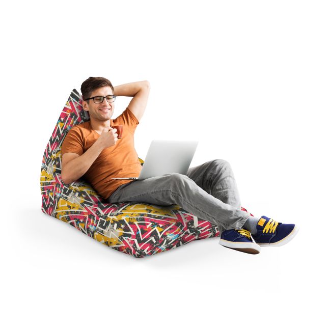 Fotoliu Units Puf Bean Bag tip Lounge, impermeabil, indoor/outdoor, sac interior, cu maner, 155 x 83 x 65 cm, graffiti grunge geometric BEANUNB-LGA-L-EXT-099