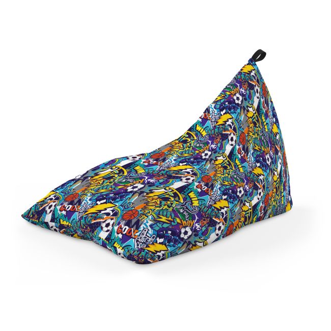 Fotoliu Units Puf Bean Bag tip Lounge, impermeabil, indoor/outdoor, sac interior, cu maner, 155 x 83 x 65 cm, graffiti sport BEANUNB-LGA-L-EXT-097