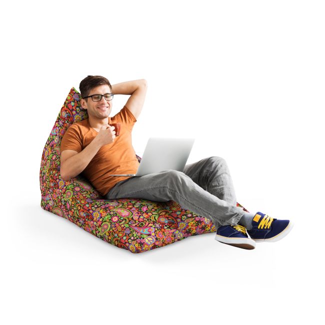 Fotoliu Units Puf Bean Bag tip Lounge, impermeabil, indoor/outdoor, sac interior, cu maner, 155 x 83 x 65 cm, hippie peace BEANUNB-LGA-L-EXT-069