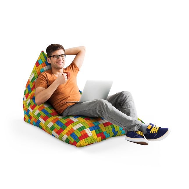 Fotoliu Units Puf Bean Bag tip Lounge, impermeabil, indoor/outdoor, sac interior, cu maner, 155 x 83 x 65 cm, lego tetris verde BEANUNB-LGA-L-EXT-073