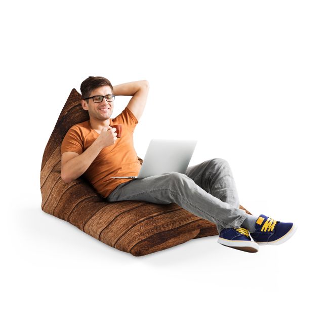 Fotoliu Units Puf Bean Bag tip Lounge, impermeabil, indoor/outdoor, sac interior, cu maner, 155 x 83 x 65 cm, lemn maro BEANUNB-LGA-L-EXT-002
