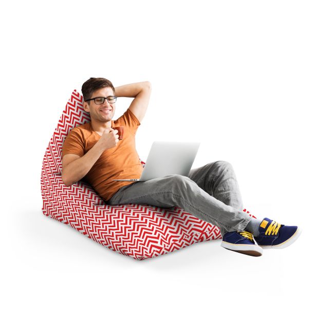 Fotoliu Units Puf Bean Bag tip Lounge, impermeabil, indoor/outdoor, sac interior, cu maner, 155 x 83 x 65 cm, model rosu si alb BEANUNB-LGA-L-EXT-027