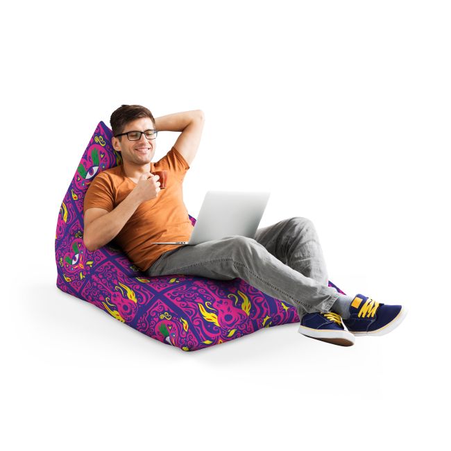 Fotoliu Units Puf Bean Bag tip Lounge, impermeabil, indoor/outdoor, sac interior, cu maner, 155 x 83 x 65 cm, psihedelic BEANUNB-LGA-L-EXT-042