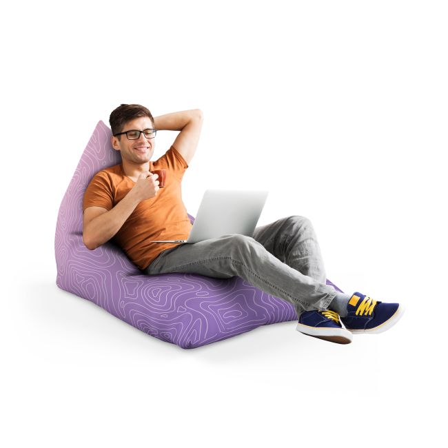 Fotoliu Units Puf Bean Bag tip Lounge, impermeabil, indoor/outdoor, sac interior, cu maner, 155 x 83 x 65 cm, topografic mov BEANUNB-LGA-L-EXT-029