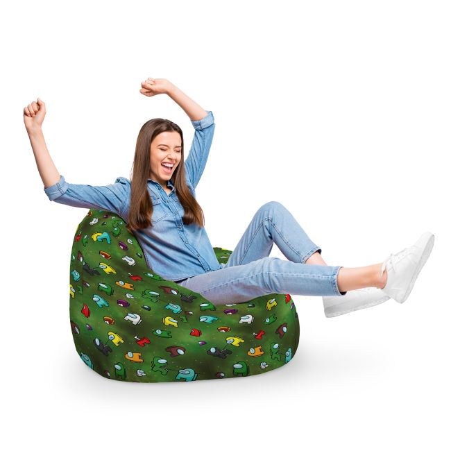Fotoliu Units Puf Bean Bag tip para XL, impermeabil, indoor/outdoor, sac interior, cu maner, 90 x 85 x 65 cm, Among Us Verde BEANUNB-PR-XL-EXT-215
