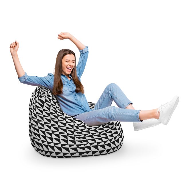 Fotoliu Units Puf Bean Bag tip para XL, impermeabil, indoor/outdoor, sac interior, cu maner, 90 x 85 x 65 cm, Geometric Sea, Black BEANUNB-PR-XL-EXT-160
