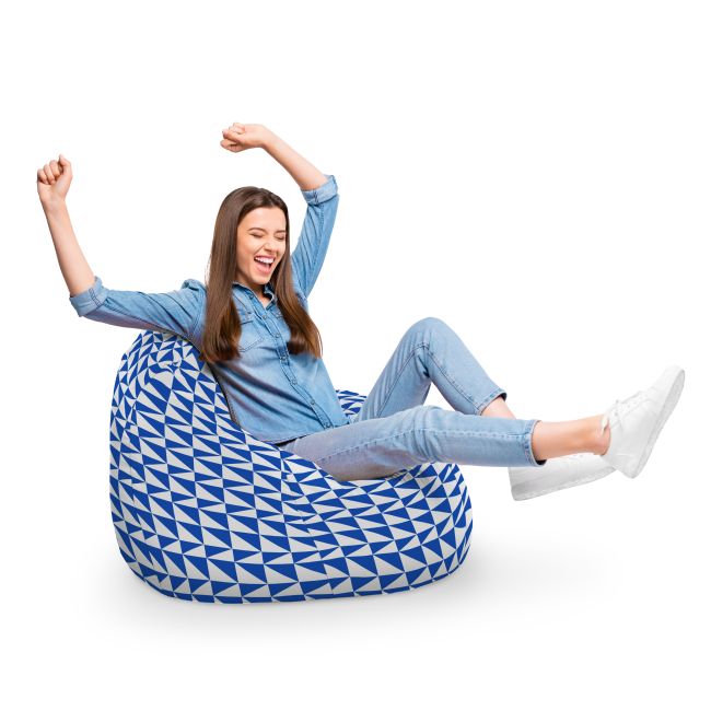 Fotoliu Units Puf Bean Bag tip para XL, impermeabil, indoor/outdoor, sac interior, cu maner, 90 x 85 x 65 cm, Geometric Sea, Blue BEANUNB-PR-XL-EXT-161