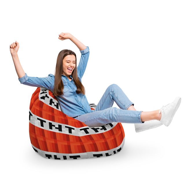 Fotoliu Units Puf Bean Bag tip para XL, impermeabil, indoor/outdoor, sac interior, cu maner, 90 x 85 x 65 cm, Minecraft TNT BEANUNB-PR-XL-EXT-207