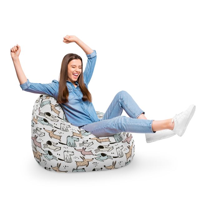 Fotoliu Units Puf Bean Bag tip para XL, impermeabil, indoor/outdoor, sac interior, cu maner, 90 x 85 x 65 cm, caini cuminti BEANUNB-PR-XL-EXT-146
