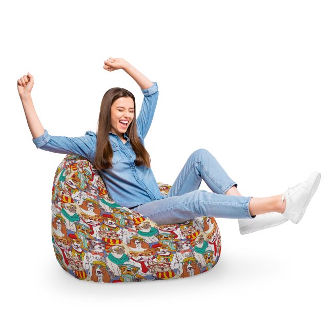 Fotoliu Units Puf Bean Bag tip para XL, impermeabil, indoor/outdoor, sac interior, cu maner, 90 x 85 x 65 cm, caini hipster BEANUNB-PR-XL-EXT-150