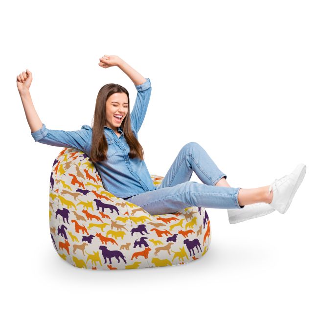 Fotoliu Units Puf Bean Bag tip para XL, impermeabil, indoor/outdoor, sac interior, cu maner, 90 x 85 x 65 cm, caini siluete BEANUNB-PR-XL-EXT-148