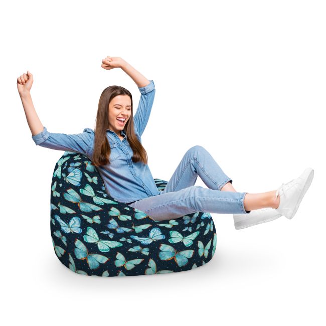 Fotoliu Units Puf Bean Bag tip para XL, impermeabil, indoor/outdoor, sac interior, cu maner, 90 x 85 x 65 cm, fluturi in stomac BEANUNB-PR-XL-EXT-119