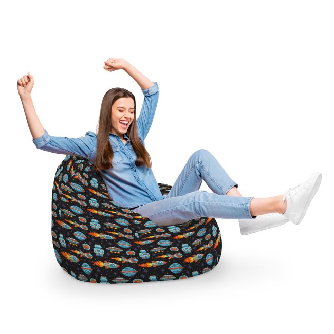 Fotoliu Units Puf Bean Bag tip para XL, impermeabil, indoor/outdoor, sac interior, cu maner, 90 x 85 x 65 cm, game space retro BEANUNB-PR-XL-EXT-124