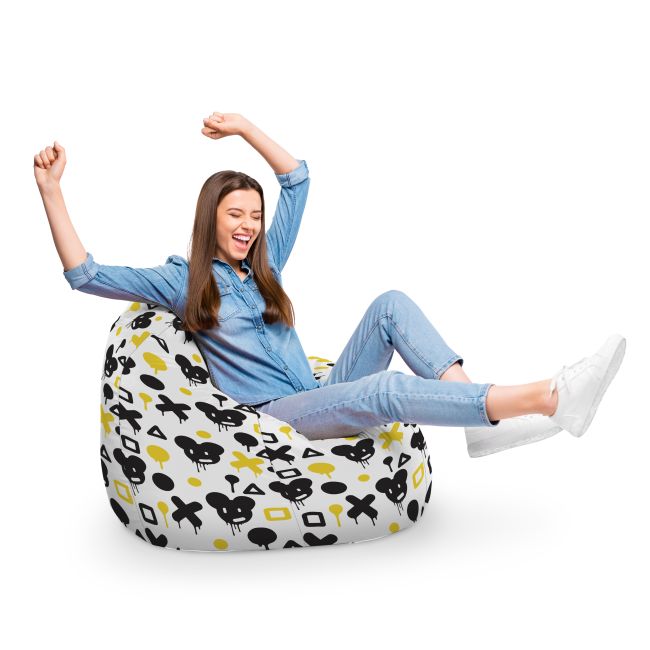 Fotoliu Units Puf Bean Bag tip para XL, impermeabil, indoor/outdoor, sac interior, cu maner, 90 x 85 x 65 cm, graffiti XO mice BEANUNB-PR-XL-EXT-100