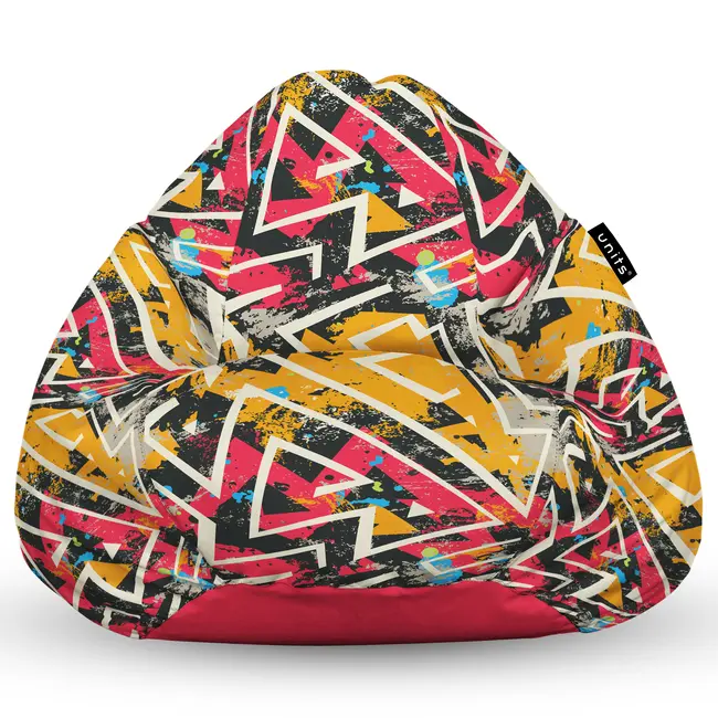 Fotoliu Units Puf Bean Bag tip para XL, impermeabil, indoor/outdoor, sac interior, cu maner, 90 x 85 x 65 cm, graffiti grunge geometric BEANUNB-PR-XL-EXT-099