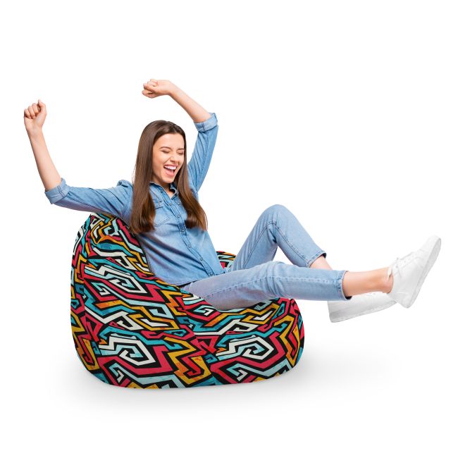 Fotoliu Units Puf Bean Bag tip para XL, impermeabil, indoor/outdoor, sac interior, cu maner, 90 x 85 x 65 cm, graffiti linii retro BEANUNB-PR-XL-EXT-096