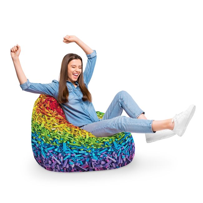 Fotoliu Units Puf Bean Bag tip para XL, impermeabil, indoor/outdoor, sac interior, cu maner, 90 x 85 x 65 cm, lego curcubeu BEANUNB-PR-XL-EXT-074