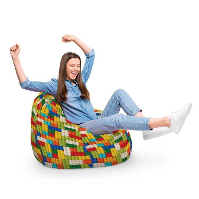 Fotoliu Units Puf Bean Bag tip para XL, impermeabil, indoor/outdoor, sac interior, cu maner, 90 x 85 x 65 cm, lego tetris verde BEANUNB-PR-XL-EXT-073