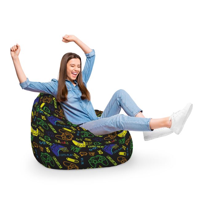 Fotoliu Units Puf Bean Bag tip para XL, impermeabil, indoor/outdoor, sac interior, cu maner, 90 x 85 x 65 cm, let's play BEANUNB-PR-XL-EXT-123