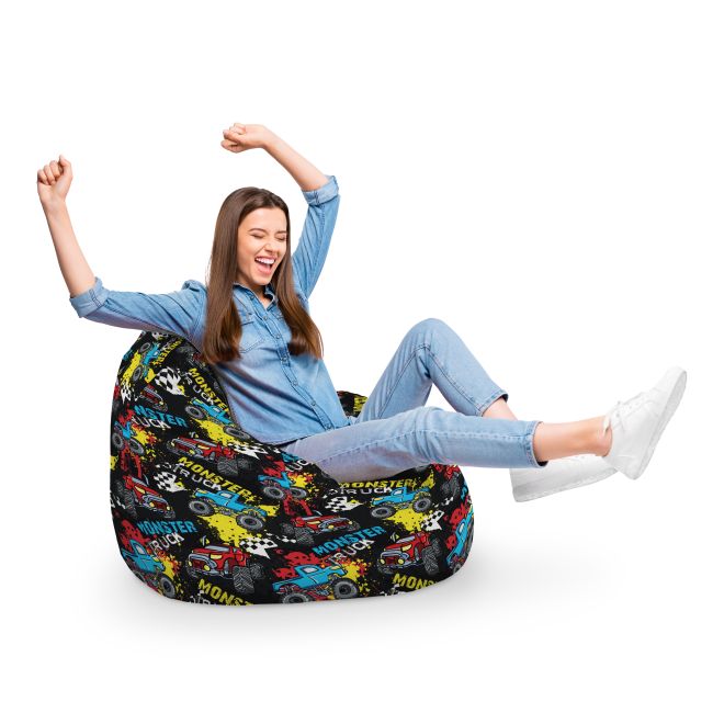 Fotoliu Units Puf Bean Bag tip para XL, impermeabil, indoor/outdoor, sac interior, cu maner, 90 x 85 x 65 cm, monster truck BEANUNB-PR-XL-EXT-085