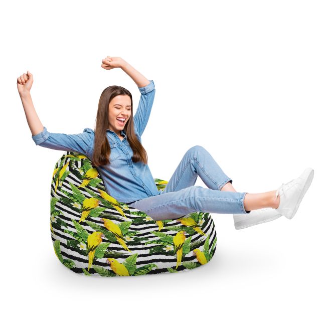 Fotoliu Units Puf Bean Bag tip para XL, impermeabil, indoor/outdoor, sac interior, cu maner, 90 x 85 x 65 cm, papagal galben BEANUNB-PR-XL-EXT-111