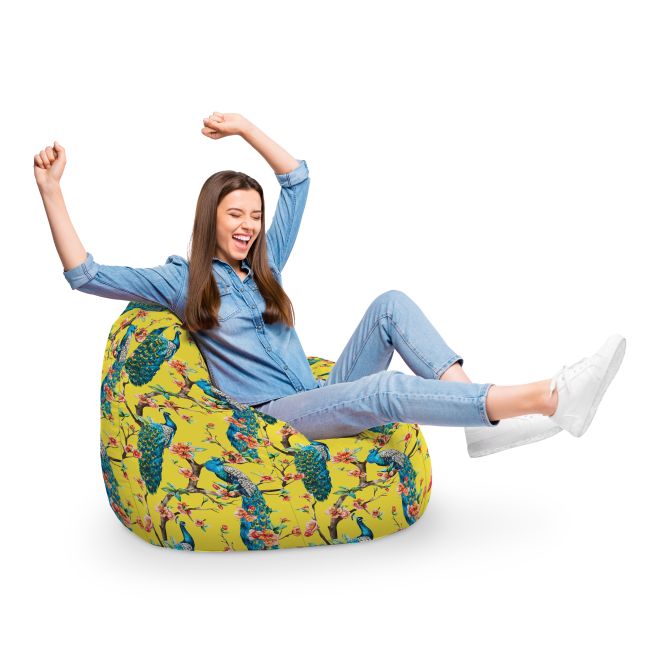 Fotoliu Units Puf Bean Bag tip para XL, impermeabil, indoor/outdoor, sac interior, cu maner, 90 x 85 x 65 cm, pauni BEANUNB-PR-XL-EXT-113