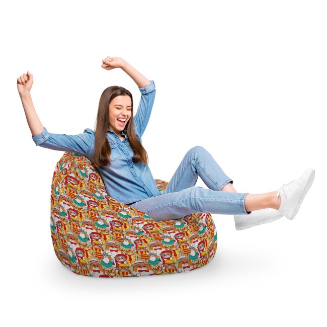 Fotoliu Units Puf Bean Bag tip para XL, impermeabil, indoor/outdoor, sac interior, cu maner, 90 x 85 x 65 cm, pisici hipster BEANUNB-PR-XL-EXT-083